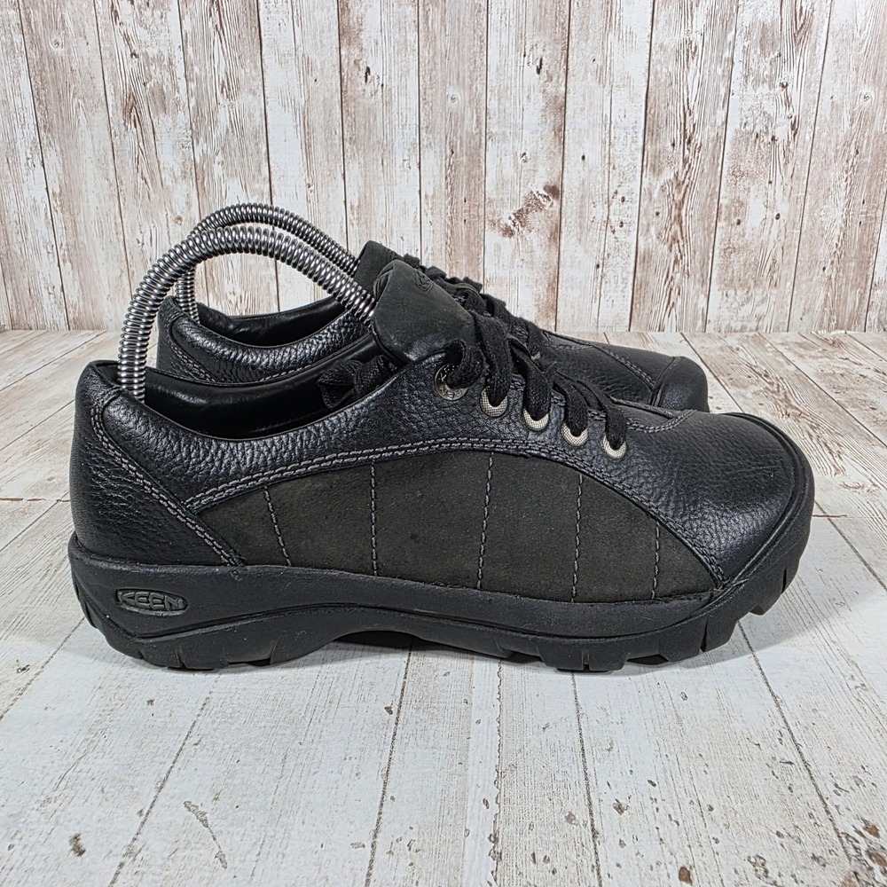 Keen Presidio Black Leather Suede Walking Shoes Sneakers Womens 8 Low Top
